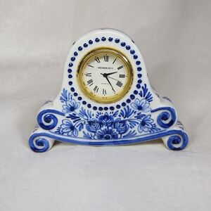 Miniature Blue and White Ceramic Clock